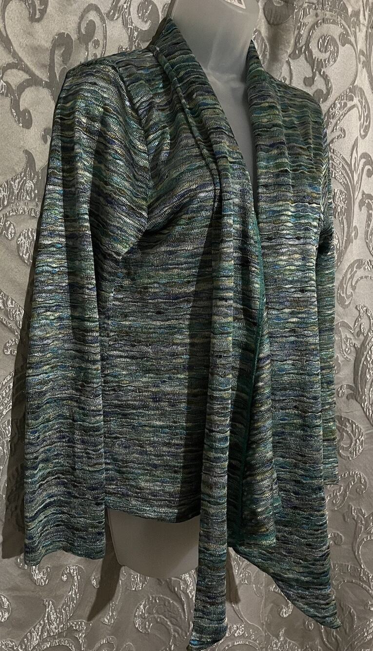 Cable & Gauge womens medium long sleeve green open front cardigan
